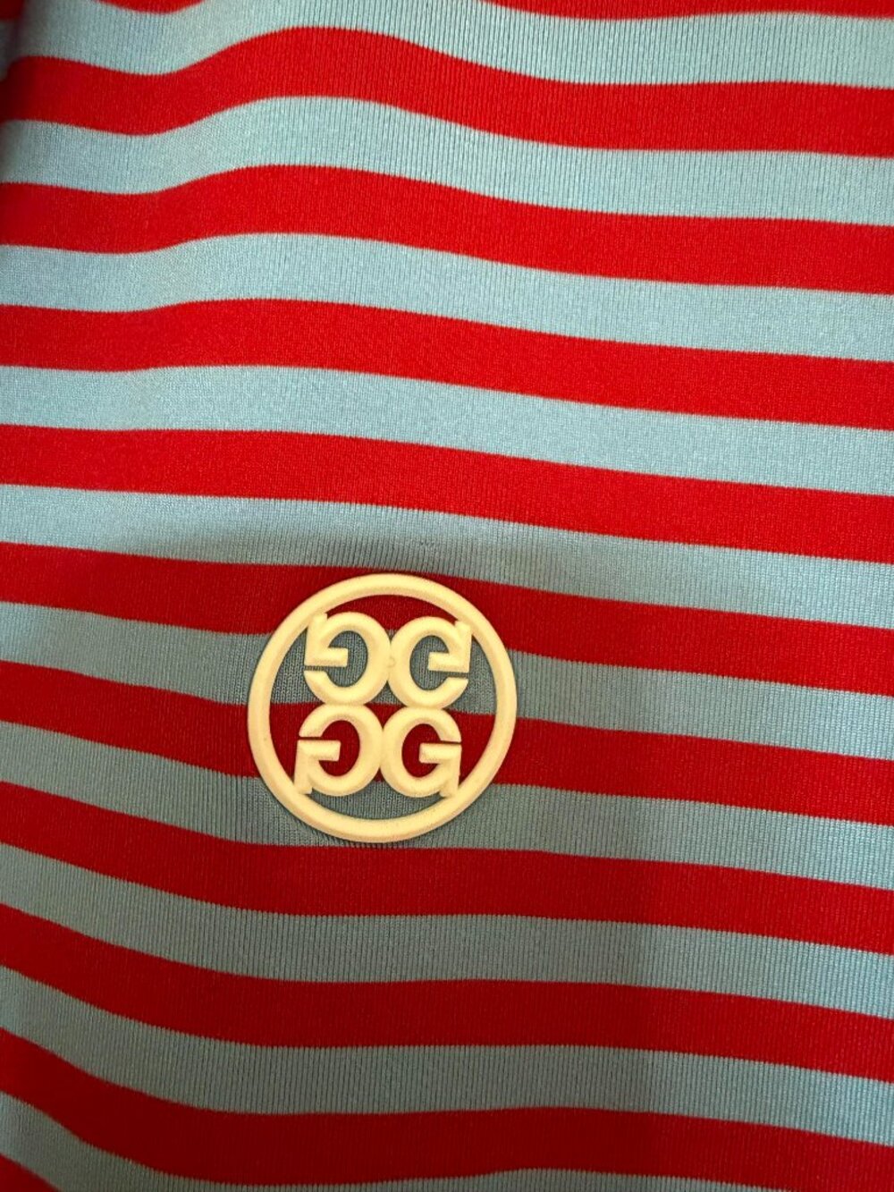 G/FORE Wide Feeder Stripe Golf Polo Shirt Athleisure Preppy Red Blue - Medium - Picture 4 of 5